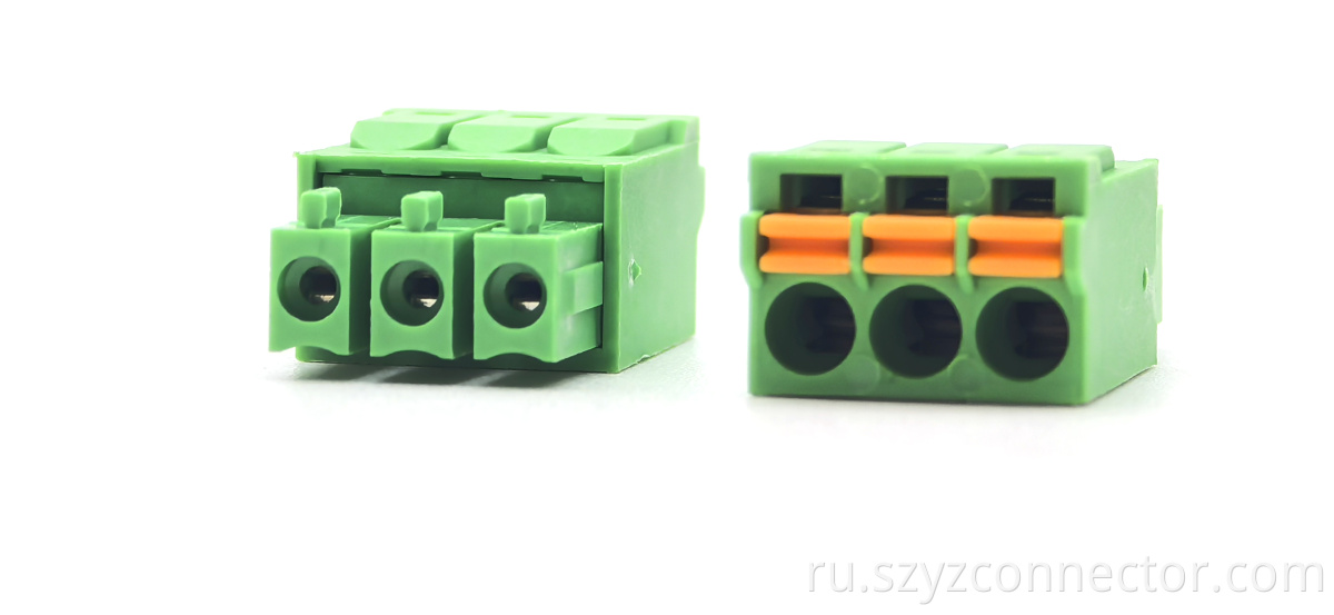 съемные клеммные колодки зеленого цвета pluggable terminal blocks green